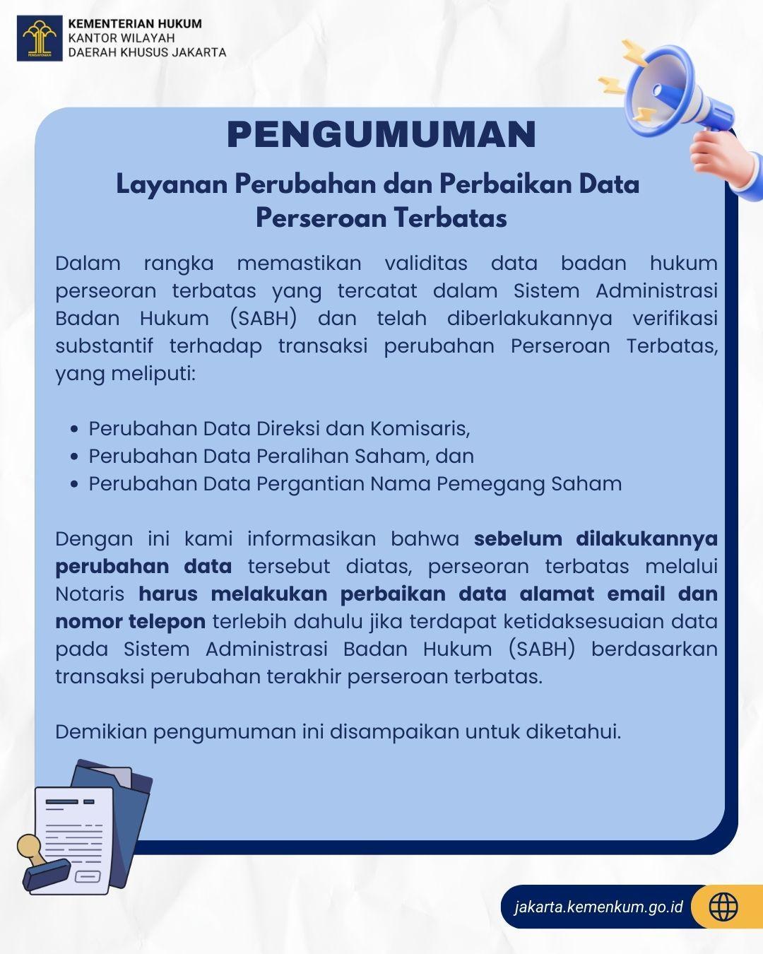 Pengumuman Layanan Perseroan Terbatas